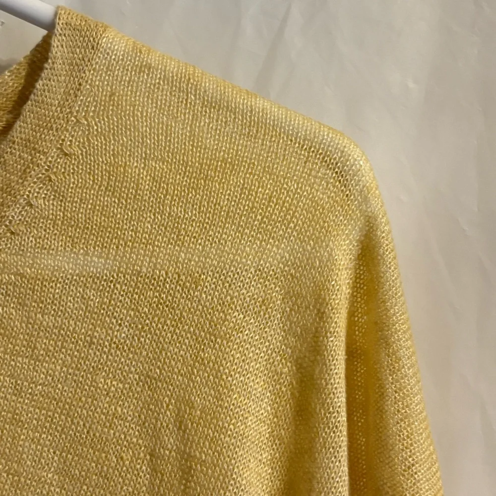 Eileen Fisher Sweater Sz Small Linen Tunic Oversized V-Neck Dolman Sleeve Yellow